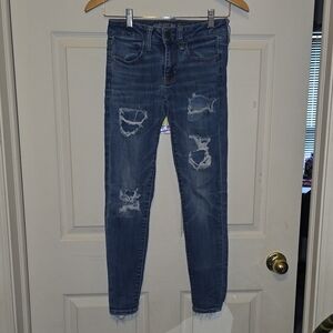 American Eagle Outfitters Ripped Blue Skinny Jeans